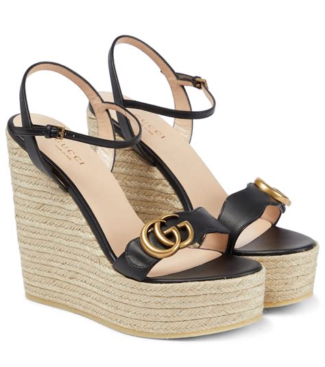 gucci embellished wedge sandals|Gucci wedge sandals on sale.